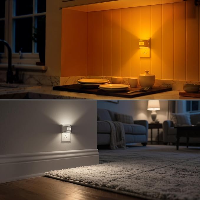 DORESshop LED Night Light[2 Pack], Night Lights Plug into Wall, 3 Color Temperatures Plug in Night Light with Motion Sensor, Dusk to Dawn Sensor, Nightlights for Adults, Bedroom, 3CCT, White Cover