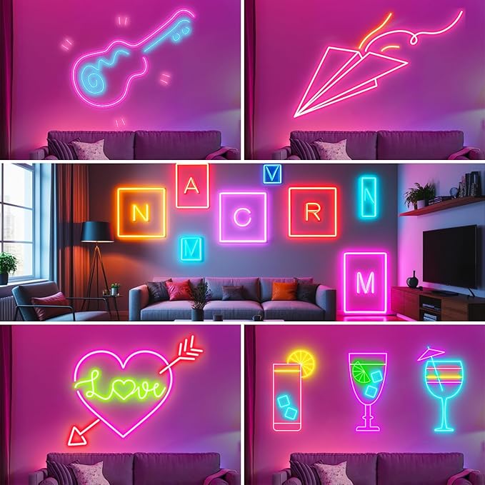 5M RGB Neon LED Strip Lights, 12V Easter Outdoor Neon Rope Lights with App/Remote Control, Color Changing, Valentines Cuttable Waterproof Light Kit for Bedroom TV Backlight Gaming Room Wall Bar Decor