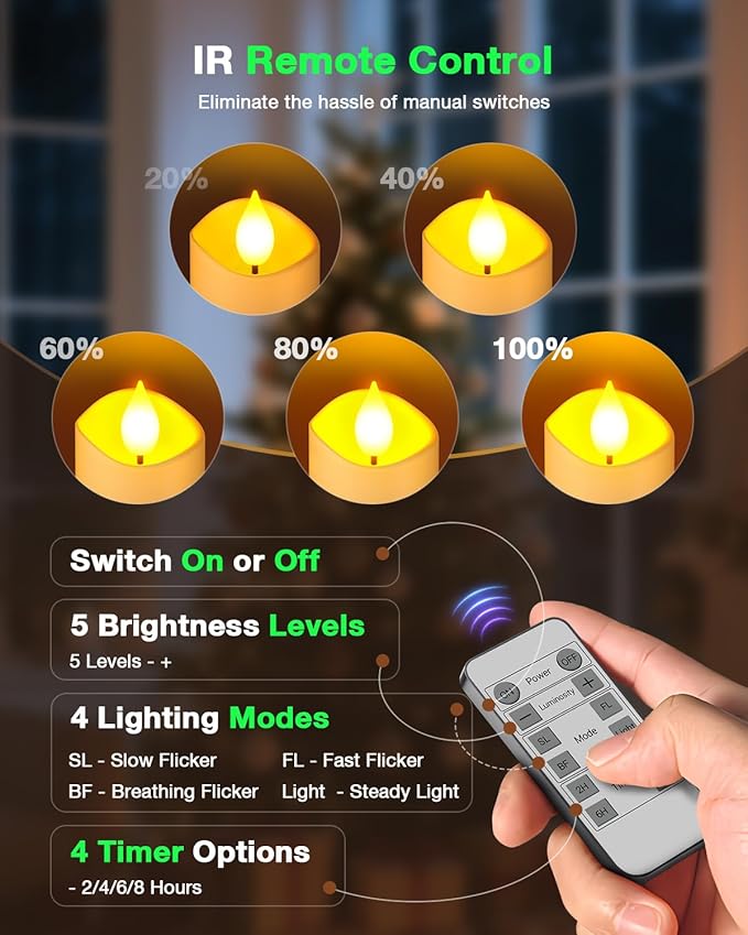 SoulBay Flameless Candles with Remote Timer & Charging Base, 12pcs USB Rechargeable Battery Flickering LED Small Votives Lights for Table Dinner Weddings Holidays General Decor, No Battery Required