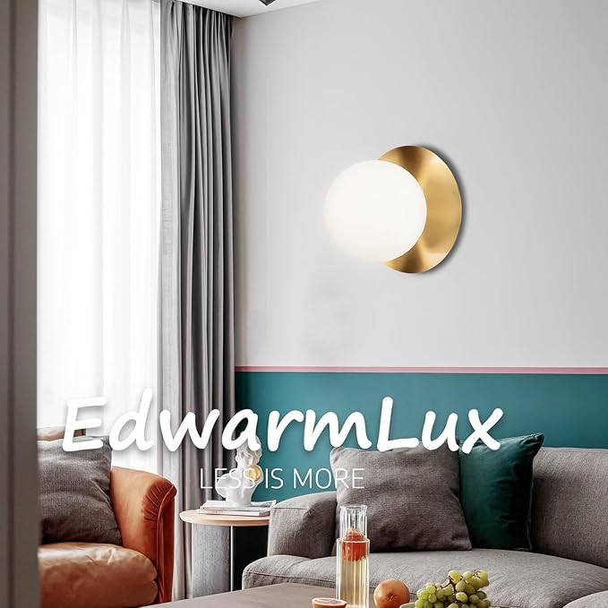 1 Light Wall Sconce, Mid Century Modern Globe Wall Sconce, Ceiling Light Fixture, Vanity Light Fixture, Indoor Wall Light for Living Room Bedroom Hallway Bathroom Entry (Brushed Gold)