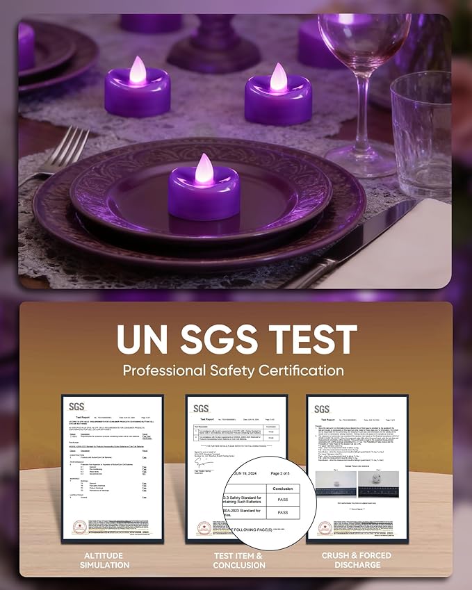 BEICHI Flameless Candles, Tea Lights Battery Operated, No Flickering Votive Candles LED Tea Lights for Halloween Christmas Wedding Home Decor (24 Pack, Purple)