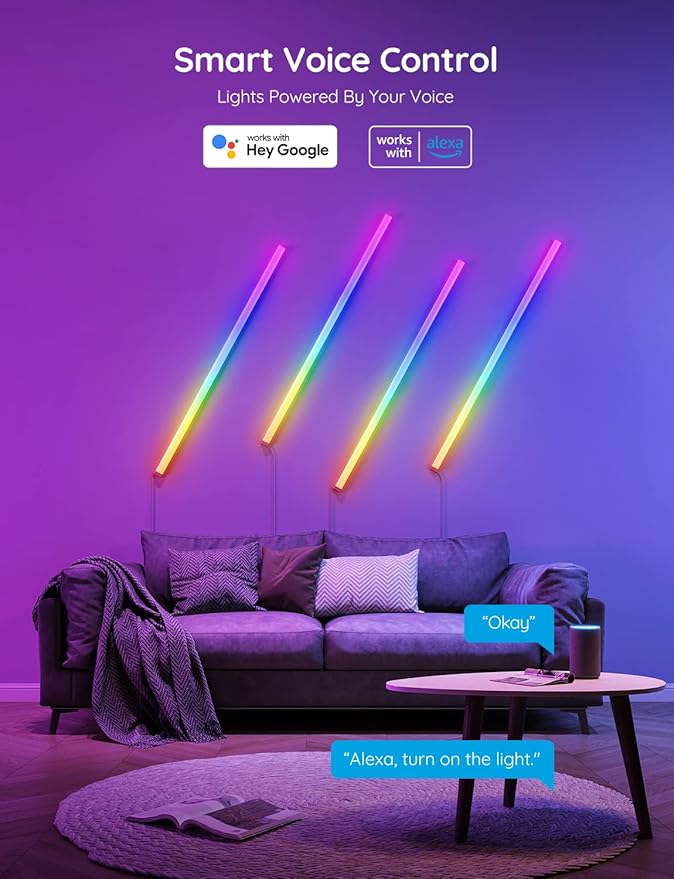 Govee RGBIC LED Lights, Wi-Fi Smart Home Creative Wall Lights with Music Sync, Compatible with Alexa Google Assistant for Indoor Gaming Decor