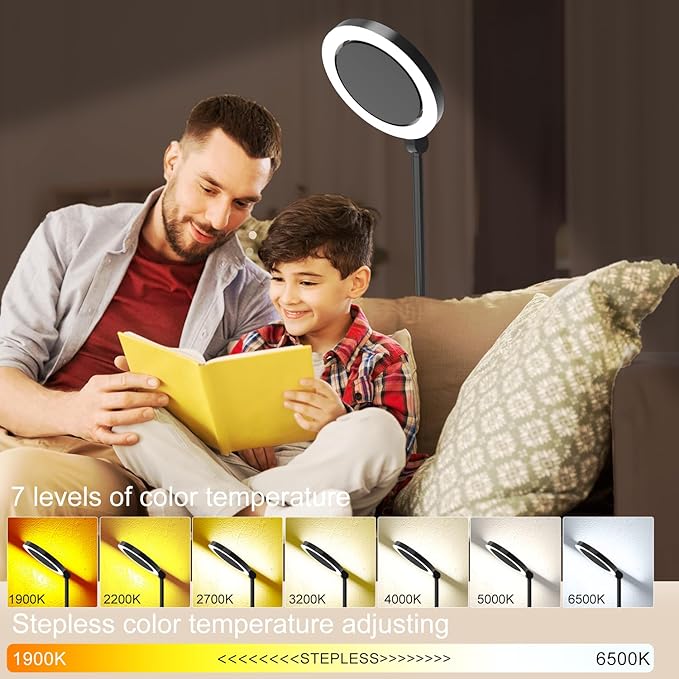 36W 2500lm Super Bright LED Floor Lamp for Living Room, 75.5 Inch Tall Stepless Dimmable Standing Lamp with Remote for Bedroom, Led Torchiere Lamp for Office