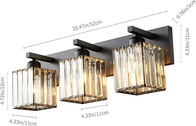 19.5" KnurledBrassWallSconcesSetof2,BronzeBathroomVanityLightFixtureswithWaterRipplesGlassTube,ModernLampforBedroom,LivingRoom,Hallway,Staise,Mirror,Kitchen