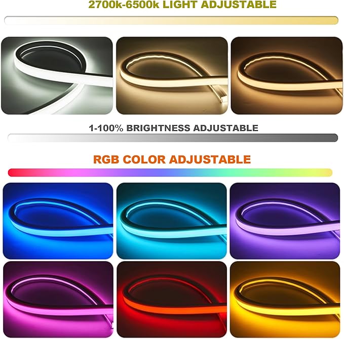 42inch WiFi Night Light Radar Motion Sensor Silicone LED Under Cabinet Lights RGB CCT White 2700K-6500K, Waterproof, APP Control, Dimmable Timing, for Google Home Alexa, for Kitchen, Under Counter