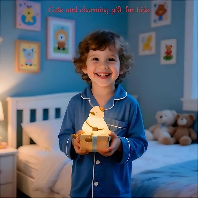 Duck Night Light for Kids,Touch Dimmable,Rechargeable Portable and Squishy Silicone Led Nightlight,Kawaii Gift,Nursery,Toddler,Breastfeeding,Kids Bedroom Decor,Cute Baby Timing Bedside Lamp,Birthday