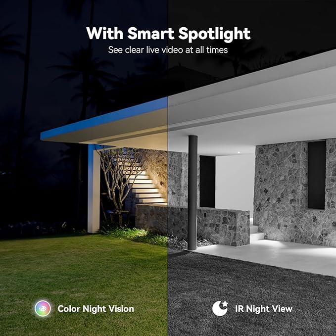 Solar Camera Outdoor Wireless, 2K Color Night Vision, Security Cameras Wireless Outdoor with 360°View, Battery Powered, 2.4GHz WiFi, Instant Alerts, IP65