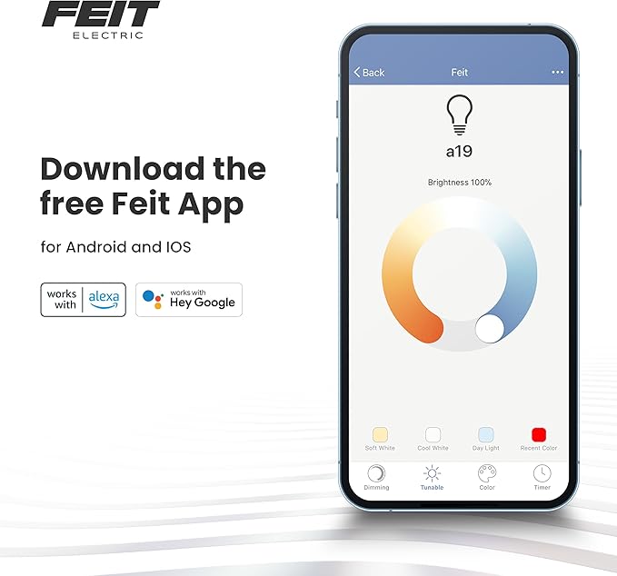 Feit Electric Smart ST21 Light Bulb, 60W Eq, Dimmable, Spiral Filament Edison Style. WiFi Enabled, Works with Alexa/Google Home, Millions of Colors, 15,000-Hr. Lifetime, ST2160RGBWFILAG/RP/3, 3 Pack