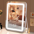 Vanity Mirror with Lights, 14.5" Light Up Makeup Mirror, LED Makeup Mirror with Lights for Bedroom Tabletop, Smart Touch Control 3 Colors Dimmable, 360° Rotation