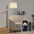 Etto Modern Dimmable Floor Lamp with Fabric & Pleated Shades, Remote & Touch Control, Adjustable Brightness & Color Temperatures, Tall Standing Lamp for Living Room Bedroom Office (Black Nicke)