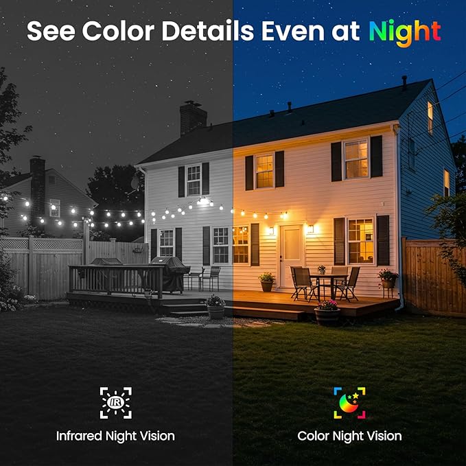 Solar Camera Outdoor Wireless-2.4GHz Wi-Fi Outside Cameras for Home Security, PIR Motion Detection, Siren Alarm, 2K Color Night Vision, SD & Cloud Storage(Optional), Work with Alexa, Z1 2P