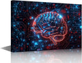 TUMOVO Digital Human Brain Decor for Bedroom Artificial Intelligence Technology Canvas Wall Art for Living Room Posters for Bedroom Futuristic Technology Paintings Artwork 16" Wx24 Hx1 Panel