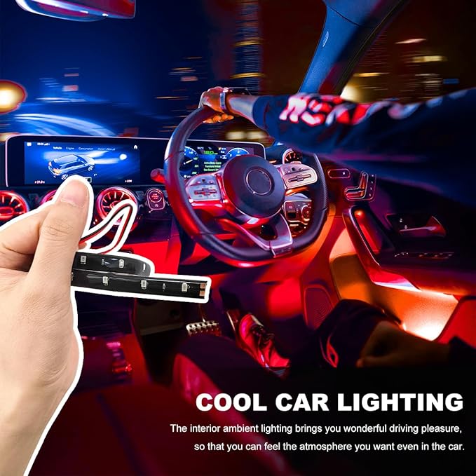 6 PCS 15 LED Strip Underbody Light, DC 12V 1Ft Flexible Underglow Car LED Light Strip with 6 Inch Wire, Waterproof LED Interior Exterior Decoration for Car Truck Motorcycle (Red)