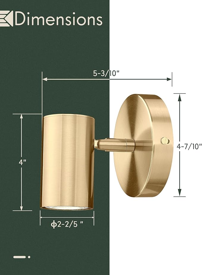 Gold Wall Sconce, Modern Wall Light Fixture, LED Track Lighting with GU10 Bulb for Bedroom Entryway Bathroom Kitchen, SL4830-1W-BB