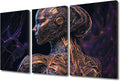 TUMOVO 3 Panel Modern Wall Art Artificial Intelligence Print on Canvas Wall Art for Living Room Bedroom Bathroom Decoration, Cyborg Artwork Stretched Framed Ready to Hang, 36" Wx24 H