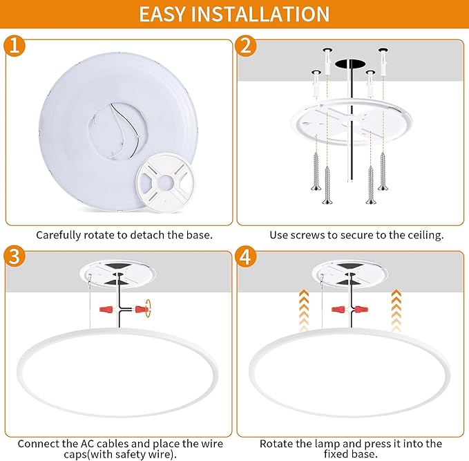 Flush Mount Ceiling Light with Night Light, 19in LED Ceiling Lights with Remote Control, 1800K Nightlights & 3000-6500K Dimmable Lamp Fixture, 45W 4500LM Low Profile for Bedroom, White