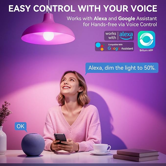 Auxmir Smart Light Bulbs, RGB+CCT Color Changing LED Light Bulbs Work with Alexa & Google Home, Multiple Scene and Music Sync Light Bulb, A19 9W 800LM, WiFi Bluetooth 2.4GHz No Hub Required, 2-Pack
