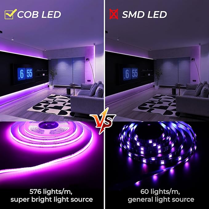 INDARUN RGB COB Led Light Strip 32.8ft, 10mm Width, 5760 LEDs, 24V Color Changing Led Strip Lights with Remote Control, Music Sync, Flexible Led Tape Lighting for TV Light, Bedroom Home Indoor Decor