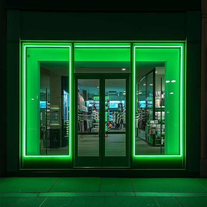 GZBtech Flexible LED Neon Rope Lights 16.4FT, 110-120V Waterproof Strip Light,120 LEDs/M Cuttable Connectable Neon Lighting for Indoor Outdoor Home Decor/Commercial Building Use-Green 5M, ETL Listed