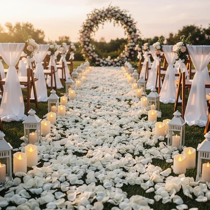 Pure White Flameless Candles, Patented 3D Dual-LED, Set of 6 Slanted Resin Pillars with 2 Remotes, Waterproof Non-Melting Battery Operated Decor for Patio Lanterns, White