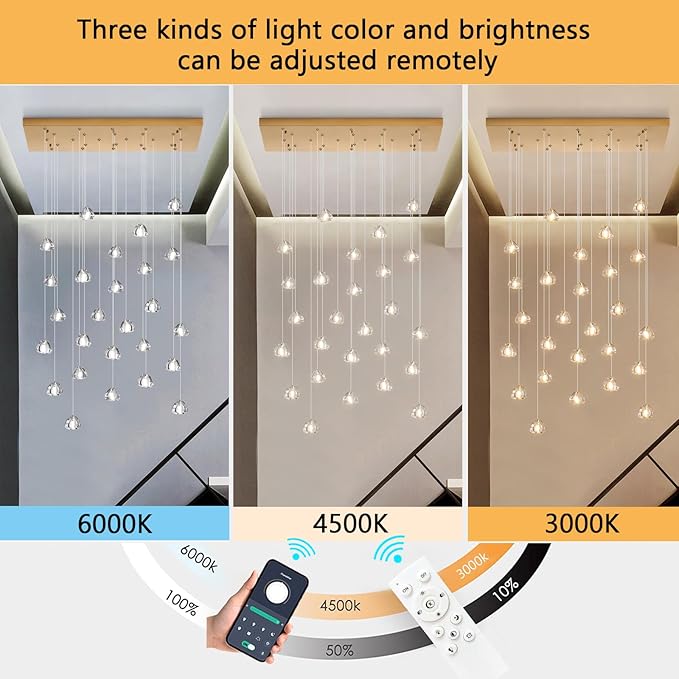 W47.2 x D15.7 x H157 Glam Chandelier Rectangular Chandeliers Bubble Crystal Pendants Light Fixture Dimmable High Ceiling Large Light Antique Gold