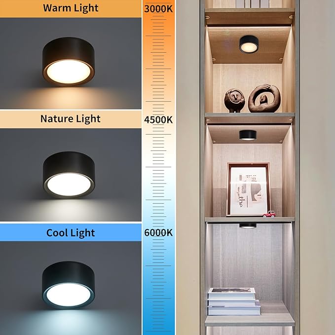 Wireless LED Puck Lights with Remote, 3-Pack 2.9” AA Battery Operated Under Cabinet Lighting for Closet/Kitchen/Shelf, 3 Color Dimmable Magnetic Sitck on Lights with Timer