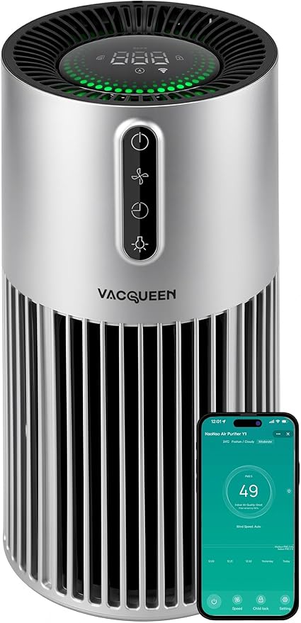Smart Air Purifiers for Bedroom Home Pets, Timer and Alexa Control, Cover 1800 Ft² with PM2.5 Monitor, WiFi HEPA Air Purifier with Sleep Mode, Washable Filter Air Cleaner for Odors Smoke Dust