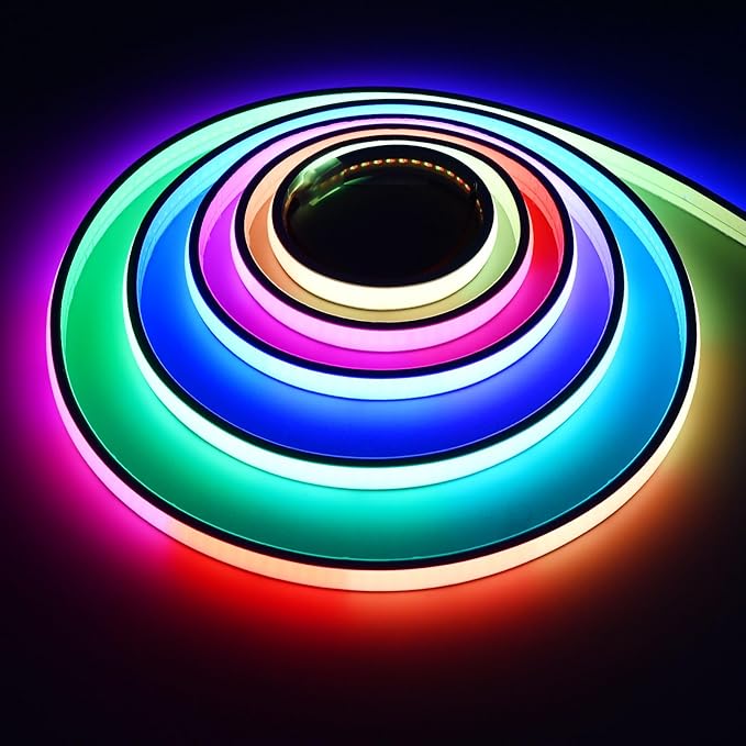 GOMING 24V 32.8ft/10M WS2811 Neon RGB COB LED Strip Light Addressable IP67 Waterproof 576 LEDs/M 16W/M Uniform Glow Self-Adhesive LED Tape for DIY Home Decor(Power Supply and Controller not Included)