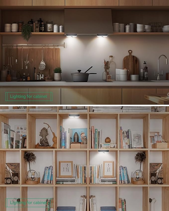 LED Night Light Switch, 12 Total Batteries Included, 200 Lumen Wireless COB LED Switch Light, Under Cabinet, Shelf, Closet, Garage, Kitchen, Stairwell and Emergency, Battery Operated, 4 Pack Black