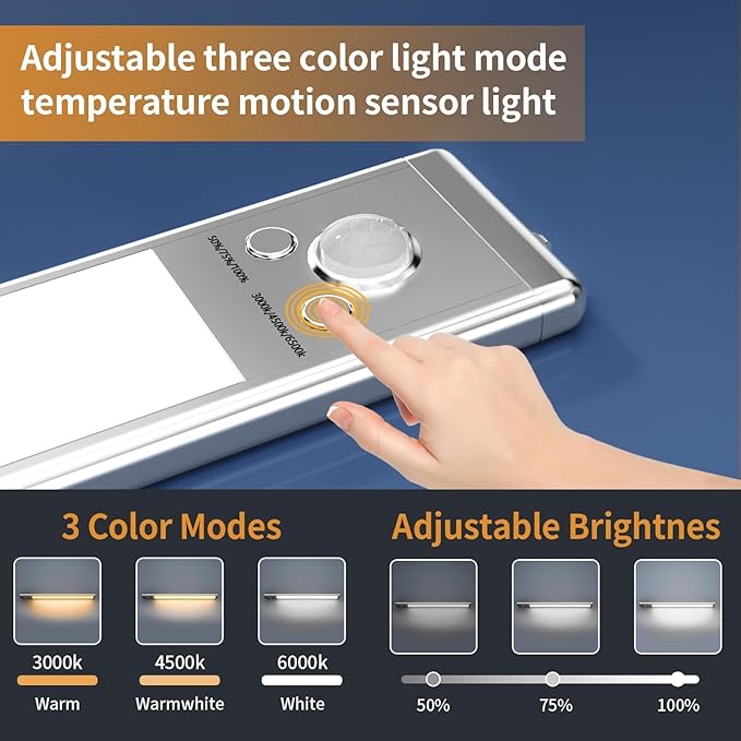 12" Under Cabinet Lights,88 LED Operated Motion Sensor Light Indoor,2200mAh USB Rechargeable Closet Lights, 2 Pack Magnetic Dimmable Closet Lights?Wireless Under Counter Lights for Kitchen, Stairs