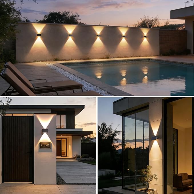 Solar Fence Lights Outdoor, 20-Pack Fence Lights Solar Powered with Up/Down Buttons, IP67 Waterproof for Outside, 120LM Auto Dusk to Dawn for Wall/Patio/Yard/Railing/Deck/Pathway (Warm White)