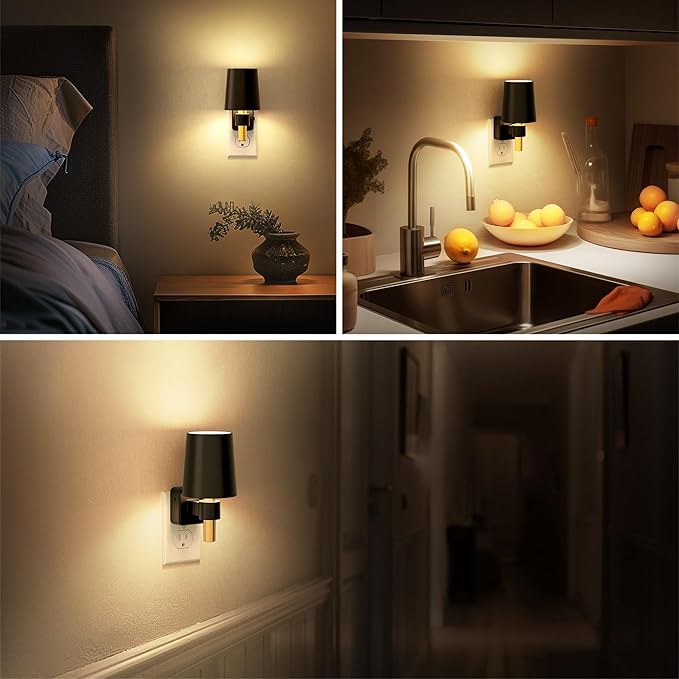 Briignite Night Light, Night Lights Plug into Wall, Dusk to Dawn Sensor, Soft White 3000K, 0-100LM, Plug in NightLight, Vintage Night Light Lamp for Hallway Bedroom Stairway