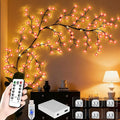 Cherry Enchanted Willow Vine Lights, 4FT 48LED 1PCS Pink Cherry Blossom Tree Branch Lights for Wall, Remote Timer,8 Light Model,Bedroom Wall Doors Wedding, Christmas, USB Battery Box