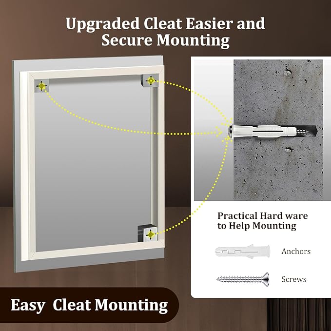 24"X32" LED Bathroom Mirror with Lights, Mirror for Bathroom Wall with Frontlit and Backlit, IP54 Enhanced Anti-Fog, Bathroom Vanity Mirror 3 Colors Dimmable CRI>90 Double Lights, HD Tempered Glass