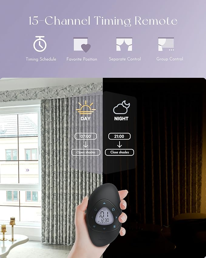 Graywind Rechargeable Smart Curtains Compatible with Alexa App Remote Control Motorized Drape for Sliding Door One-Way or Split Draw, Custom Width Up to 220" (Kapok Series)