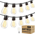 Torkase Dimmable S14 LED Patio Lights 60FT 20+1 Vintage Bulbs, ETL Listed Commercial Grade Waterproof String Lights for Porch, Gazebo, Market Lighting
