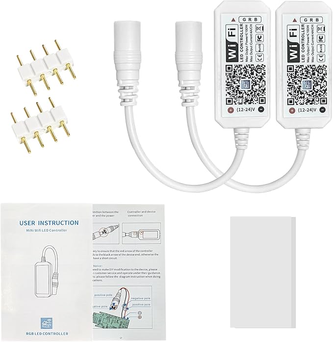 Aubric Smart WiFi LED Controller, RGB Led Strip Lights Wireless Controller, Compatible with Alexa & Google Home & IFTTT, Free Magic Home App via iOS or Android Smartphone (2 Pack)