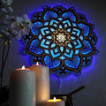 Night Light, 11.8inch Multilayered Cut Carved Mandala Panels Lamp, Wooden Mandala Hanging Light, Yoga Room Atmosphere Light, Wall Decor for Living Room Bedroom