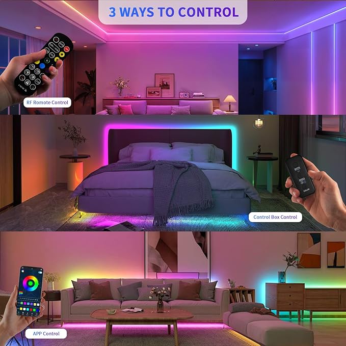 COB RGB Smart IC Strip Lights 40FT UL-Listed 24V Color Flowing Strip Light Multicolor Flexible Tape Lights with APP Control Music Sync for Bedroom Gaming Party Home Decor 2×20FT Rolls