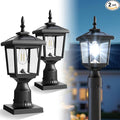 Greluna Solar Post Light Outdoor,2Pack 60 Lumens Dusk to Dawn Lamp Post Light, Solar Powered & Waterproof, Fits 6x6 Wooden Posts, 3 Inch Poles, for Garden, Pathway, Driveway, Fence & Yard（Cool White）