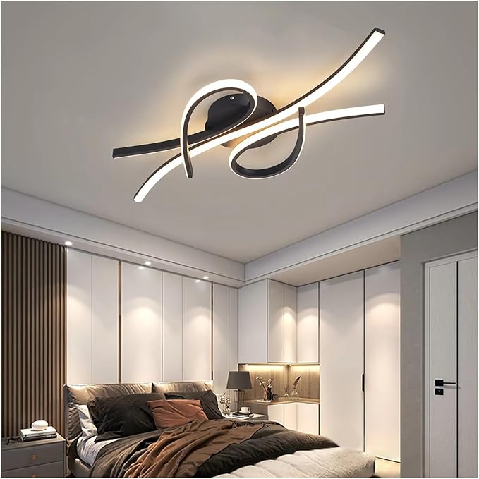 Smart Home Led Pendent Light Living Room Bedroom Study Room Hanging Light Black/Gold Art Decoration Chandelier