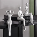 Quoowiit White Thinker Statue Unique Ornament Sculpture, Art Modern Home Decor Accents Bookshelf Decor, Creative Table Decorations for Living Room Desk 3 Piece
