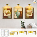 Battery Picture Light 3Pack Gold,Wireless Painting Light with Remote,3 Lighting&Dimmable,Wall Art for Painting Accent Light &Timer for Pictures Frames Gallery Potrait Magnetic