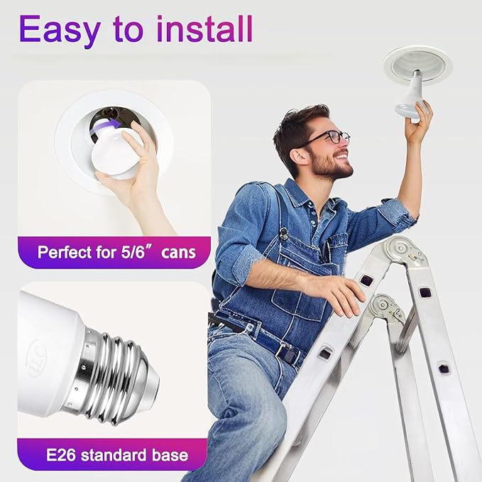 ILC BR30 Led Bulb, Smart Flood Light Bulbs, Compatible with Alexa Required Echo Device, (Equivalent to 70W) Turnable 2700K-6000K Indoor(6 Packs)