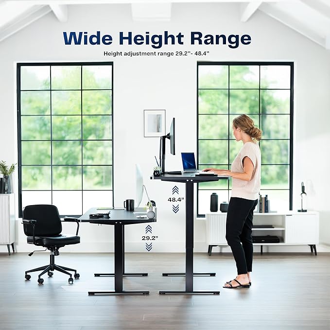 VIVO Electric 71 x 30 in Standing Desk, Memory Height Adjustment, 1B Series, Holds 220 lbs, Dark Walnut Top Black Frame, DESK-KIT-1B7D