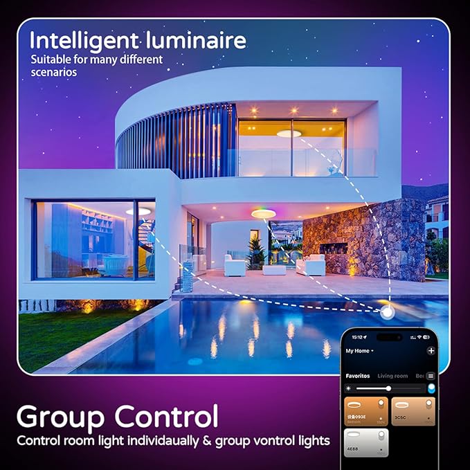 Smart Ceiling Light with Remote, 30W 2700LM Flush Mount Light Fixture LED WiFi, Works with Alexa Google Home, 2700K-6500K Color Changing Ceiling Lights for Bedroom Kitchen Living Room,12 Inch