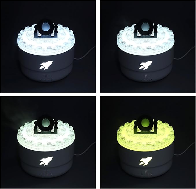 Essential Oil Diffuser Humidifier 200ml Quiet Volcano Cool Mist Humidifier Aromatherapy Diffuser with 7 Colors Light for Bedroom Office (White)