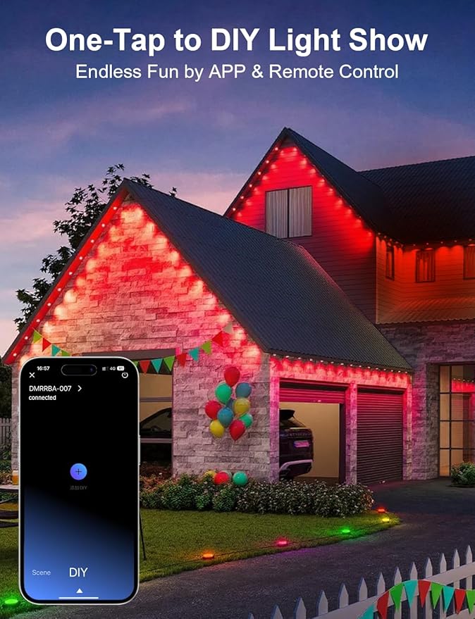 Nexillumi 400ft Permanent Outdoor Lights for House, 2025 New Smart RGB Christmas Lights Outdoor with APP Remote Control, IP67 Waterproof Eternity Eaves Lighting for Christmas Decorations