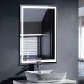Led Bathroom Mirror with Light 24"x36" Frameless Lighted Vanity Mirror Wall Mount, Fogless, 3 Color Mode, Stepless Dimmable Front Light and Backlit, Smart Touch Sensor, Tempered Glass
