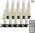 LED Taper Candle Timer Candlestciks, 10pcs Mini Battery Powered Chandelier Remote LED Candles Sticks 4inches Flameless Candles with Clip Suitable for Hotels Bars Home Churches Christmas Day